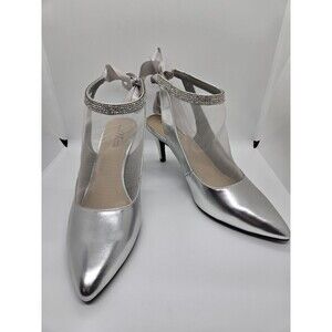 MIDNIGHT VELVET Women's Dress Pumps Size 11M Silver Faux Leather